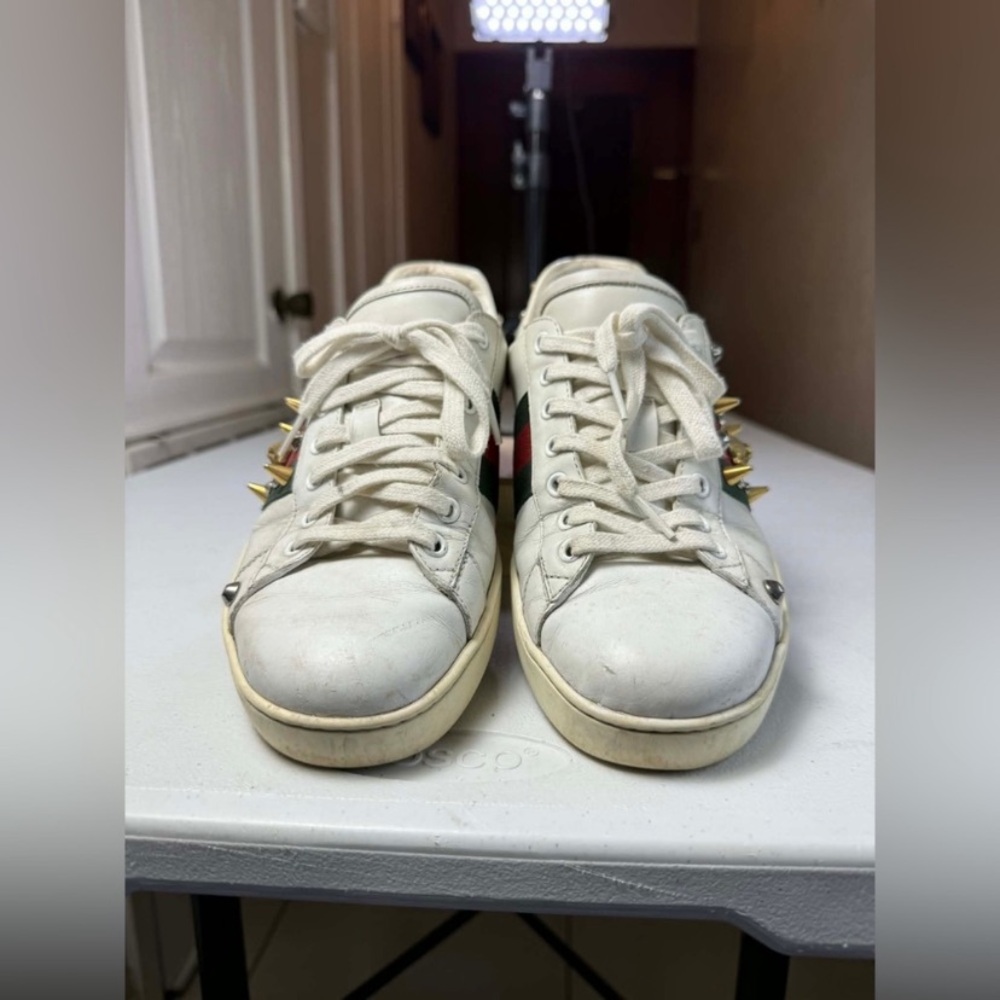 Gucci Sneakers White with Web and Studs Sz 7.5 G / US 8.5 - Picture 2 of 14